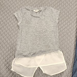 Trendy girls tee with chiffon trim